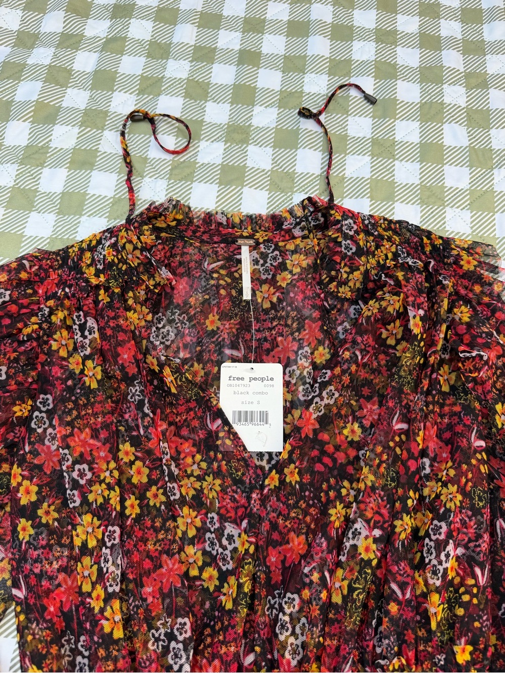 Free People floral multi color sheer blouse - Picture 9 of 10